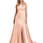 One Shoulder Sleeveless Mother of the Brides Dresses Floor Length Slit With Train