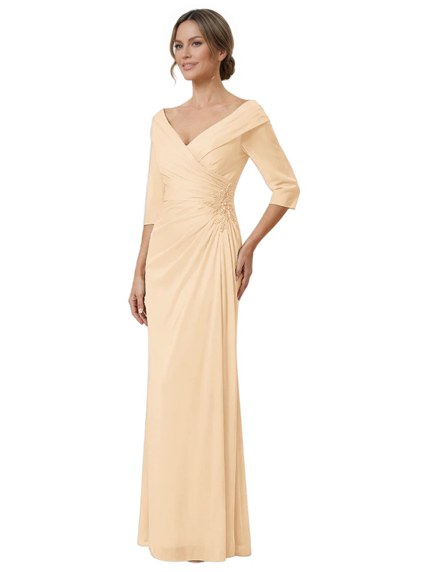Elegant 3/4 Sleeve Mother of the Brides Dresses Mom Outfits Wedding Satin
