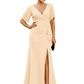 Elegant Evening Gown Trending V-Neck & Ruffle Detail Mother of Bride Outfits Slit