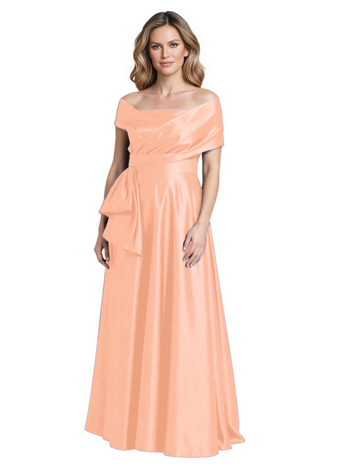 Formal Floor-Length Mother of the Bride Gown Sleeveless Satin Maxi Dress with Drape