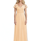 Mother of the Bride Dress Cap Sleeves and V-Neckline with Embroidered Lace Shoulders