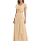Elegant Mother of the Groom Dress Cascading Ruffle Chiffon Formal Gown Rhinestone