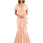 Satin Mother of the Bride Dress with Cascading Ruffles and Mermaid Tail V-Neck