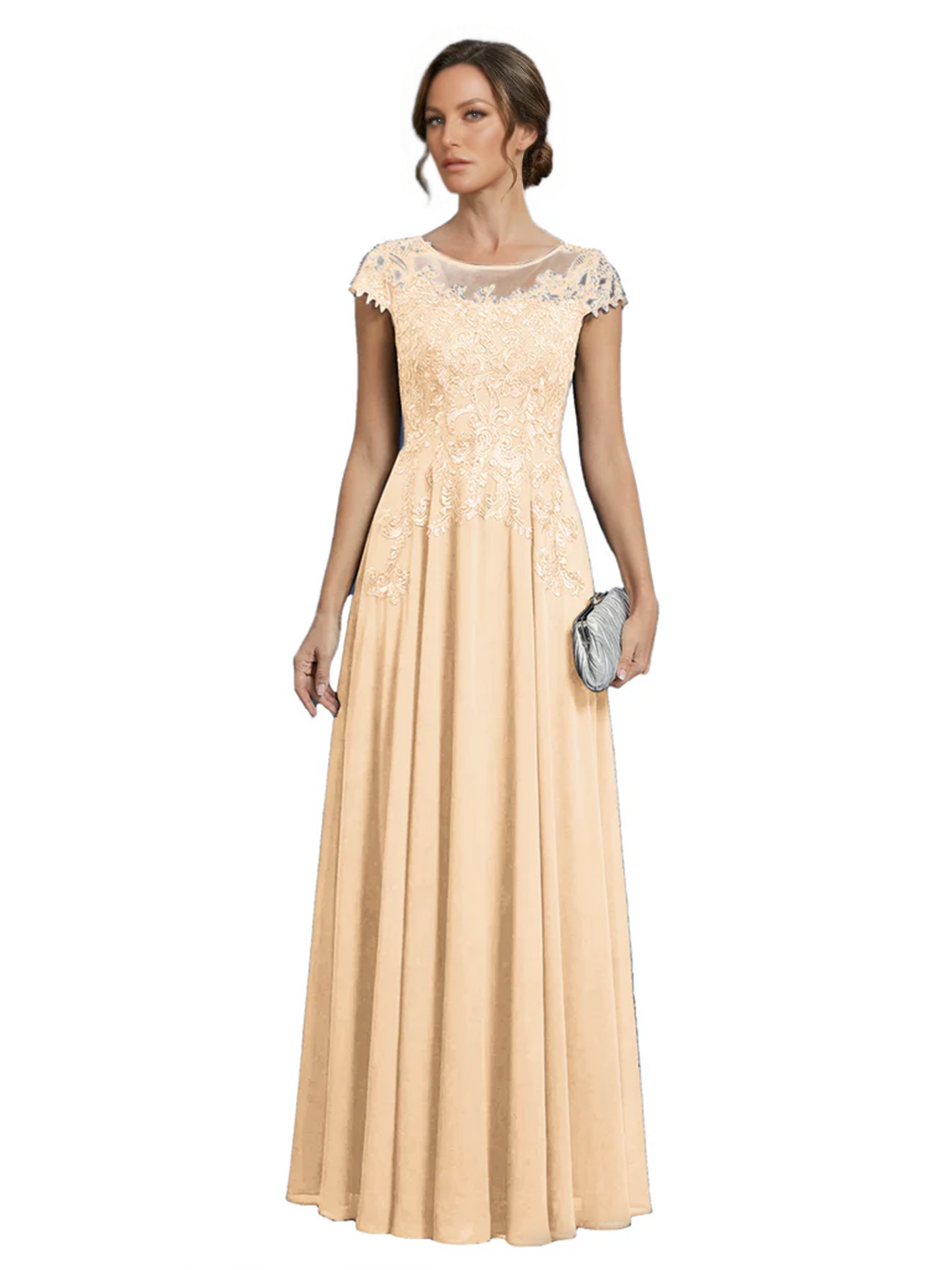 Chic Long A-Line Chiffon Mother of the Brides Dresses Sequin Mom Outfits For Wedding