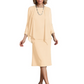 3 PCS Knee-Length Mother of Bride Dresses Prom Dress Evening Dress with Sheer Sleeves and Jacket