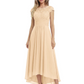 Elegant Evening Gown Trending 2026 Styles with Cap Sleeves High-Low Skirt