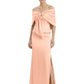 Formal Floor-Length Mother of the Bride Gown Satin Maxi Dress with Bow Neckline