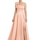Luxury Bow Black Formal Dress One-Shoulder A-Line Gowns with Sexy Side Slit 2026