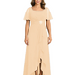 Formal High-Low Mother of the Bride Gown Sleeved Chiffon Maxi Dress Ruched Waist