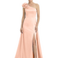 One Shoulder Mother of the Bride Dress with 3D Floral Detail Formal Dress A-Line Gowns with Slit