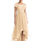 Formal High-Low Mother of the Bride Gown Short Sleeve Lace Maxi Dress with Tiered Skirt