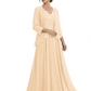 Plus Size A-line Chiffon 3/4 Sleeves Mother of the Brides Dresses Long Jacket Dress