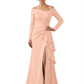 Elegant Mother of the Groom Dress Cascading Ruffle Satin Gown with High Slit Long Sleeves