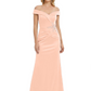 Off Shoulder Mother of the Bride Dress Beaded Waist Satin Gown Portrait Neckline