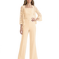 Mother of the Bride Jumpsuit with Lace Jacket 3/4 Sleeve Formal Pant Suit