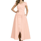 Formal Floor-Length Mother of the Bride Gown Satin Maxi Dress with Slit Off Shoulder