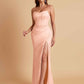 Sexy Strapless Soft Satin Side Slit Floor-Length Mermaid Bridesmaid Dresses
