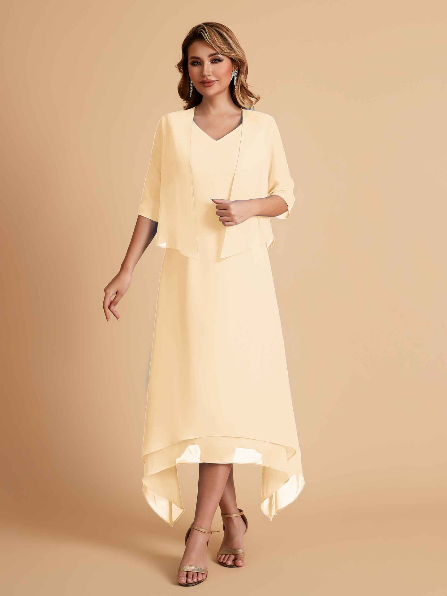 Elegant A-line Chiffon Short Sleeves Mother of the Brides Dresses Online