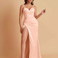 Simple Soft Satin Mermaid V-neck Floor-Length Mermaid Bridesmaid Dresses