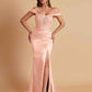 Sexy Soft Satin V-neck Off-the-shoulder Strapless Side-Slit Mermaid Bridesmaid Dresses