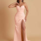 Elegant Soft Satin Mermaid V-neck Side Slit Floor-Length Bridesmaid Dresses Online