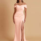 Sexy Soft Satin Mermaid Cold Shoulder Side Slit Floor-Length Bridesmaid Dresses Online