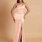 Sexy Soft Satin Mermaid One Shoulder Floor-Length Mermaid Bridesmaid Dresses