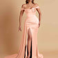 Sexy Soft Satin Sweetheart Off-the-shoulder Strapless Side-Slit Mermaid Bridesmaid Dresses