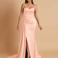Elegant Soft Satin Sweetheart Strapless Side-Slit Mermaid Bridesmaid Dresses