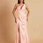 Sexy One Shoulder Soft Satin Side Slit Floor-Length Mermaid Bridesmaid Dresses