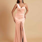 Gorgeous One Shoulder Soft Satin Side Slit Floor-Length Mermaid Bridesmaid Dresses