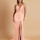 Sexy Soft Satin V-neck Spaghetti Strap Side-Slit Mermaid Bridesmaid Dresses
