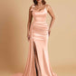 Elegant Soft Satin Mermaid Bowknot Floor-Length Mermaid Bridesmaid Dresses