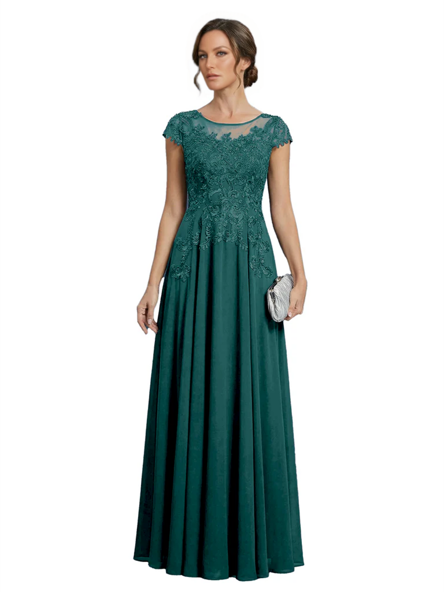 Chic Long A-Line Chiffon Mother of the Brides Dresses Sequin Mom Outfits For Wedding