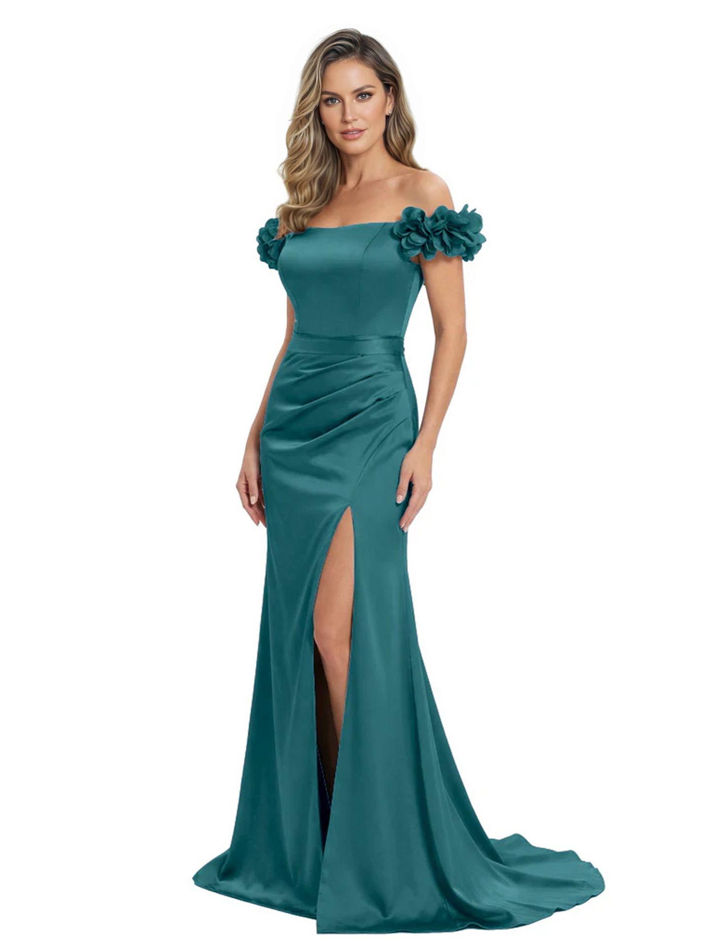Elegant Mother of the Groom Dresses Mermaid Satin Formal Gown High Slit