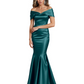 Luxury Emerald Formal Dress Off-the-Shoulder Satin Gown Trumpet Silhouette