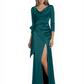 Elegant Evening Gowns Slit Trending Styles Satin Slit Formal Dress Cowl Neckline Gown Tie