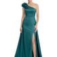One Shoulder Mother of the Bride Dress with 3D Floral Detail Formal Dress A-Line Gowns with Slit