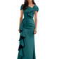 Elegant Mother of Bride Dress Formal Gowns Mermaid Ruffle Floor Length Asymmetric Neckline