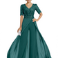 V-Neck Chiffon Mother of the Brides Jumpsuits Dresses Floor Length A-Line Lace