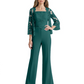 Mother of the Bride Jumpsuit with Lace Jacket 3/4 Sleeve Formal Pant Suit