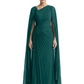 Elegant Asymmetric Neck Long A-Line Chiffon Mother of the Brides Dresses Mom Outfit with Cape