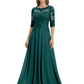 Illusion Neck Mother of the Bride Dress Half Sleeve Lace Applique Gowns Chiffon