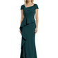 A-Line Satin Cap Sleeves Mother of the Brides Dresses Floor Length For Wedding