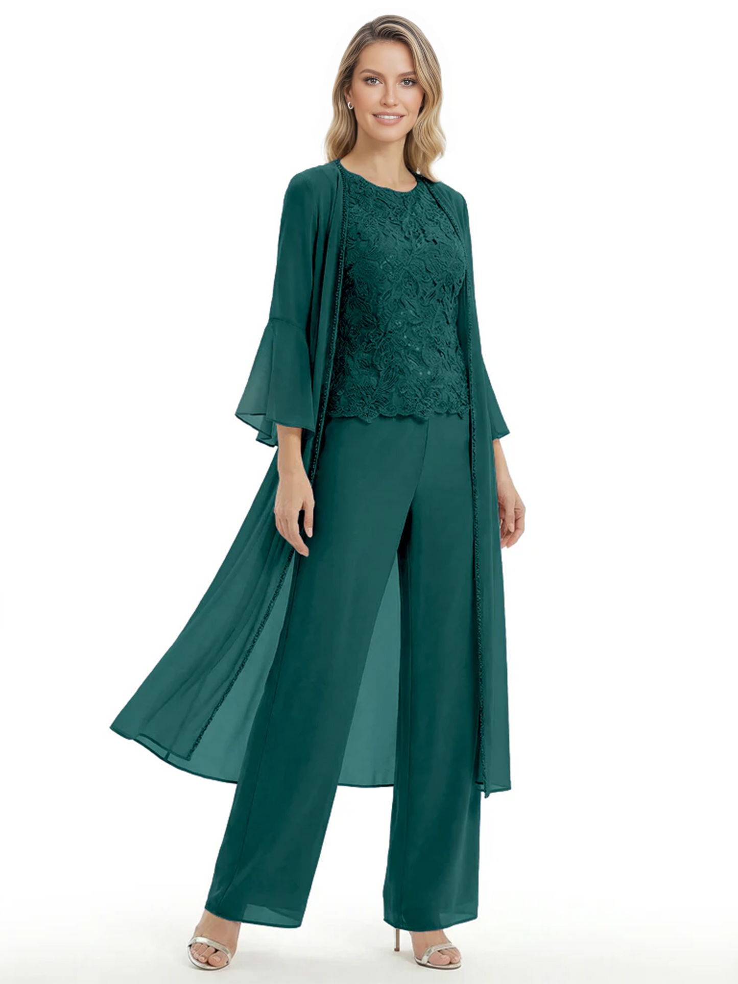 Elegant Pink 3-Piece Pant Set Trending 2026 Styles with Lace Wide-Leg Pants