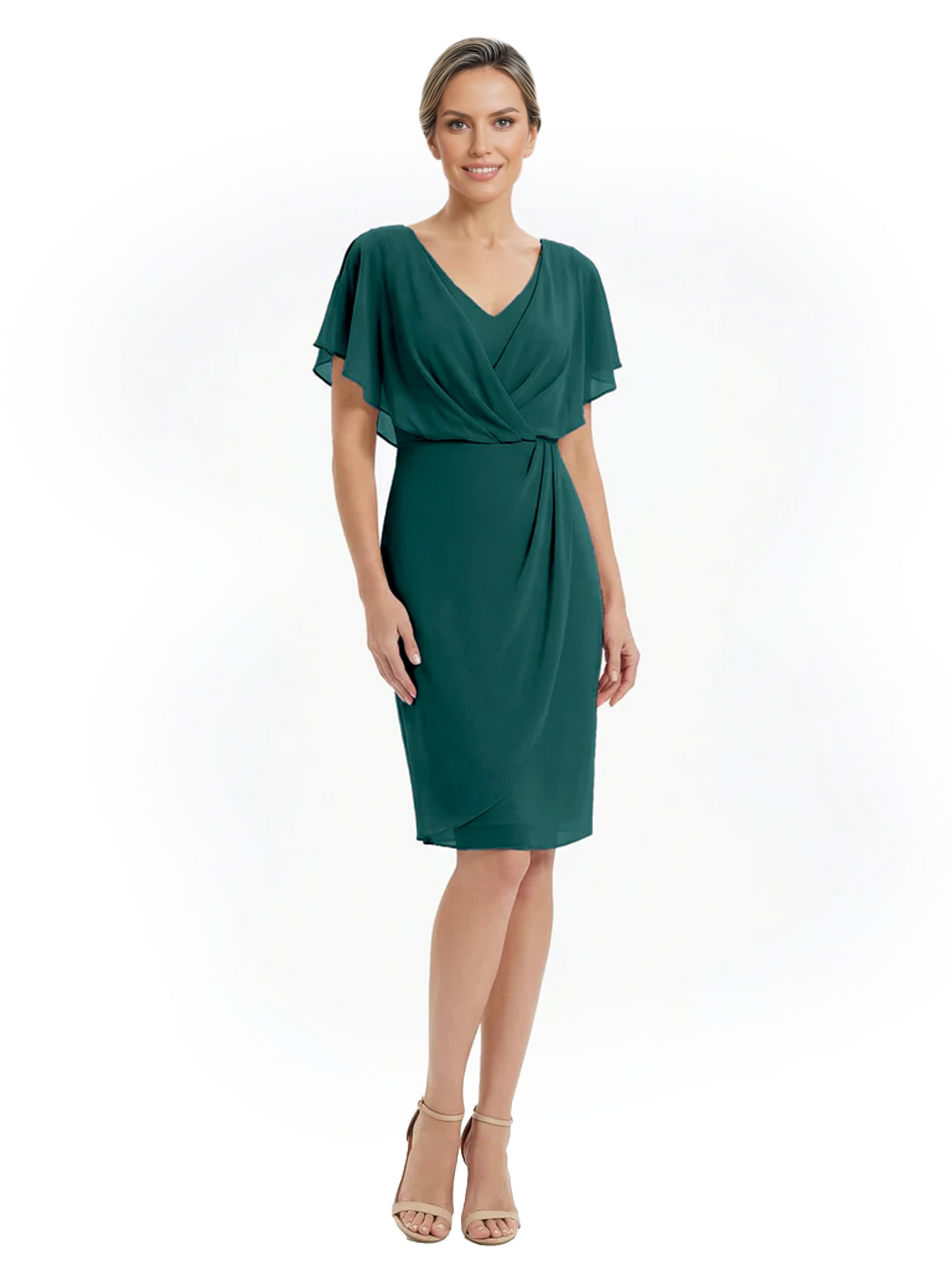 Chic Knee-Length Mother of Bride Formal Dress Slimming Chiffon Styles for Wedding Guest