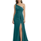 One Shoulder Mother of Bride Dress Ruffle Formal Gowns Mermaid Floor Length Train Slit