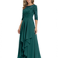 3/4 Sleeve Mother of the Bride Dress with Lace Embroidery High-Low Hem 2026