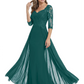 Luxury Burgundy Formal Dress Embroidered Lace Bodice Flowy Chiffon Gown 2026
