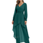 Luxury Black Formal Trousers Set High-Low Chiffon Top with Sparkling Beaded Detail